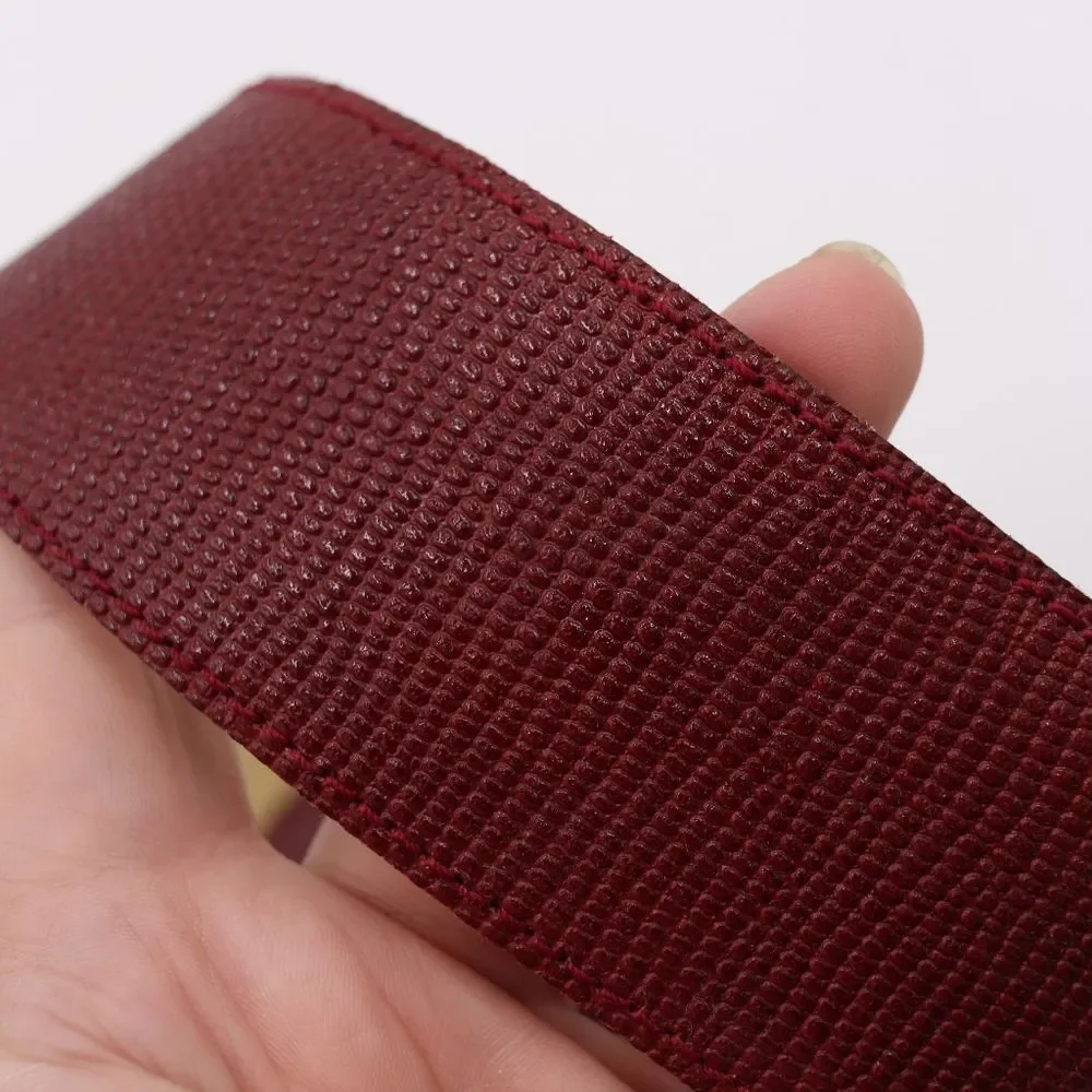 Vintage Red Textured Leather Bonded Belt Retro Funky Groovy M/L